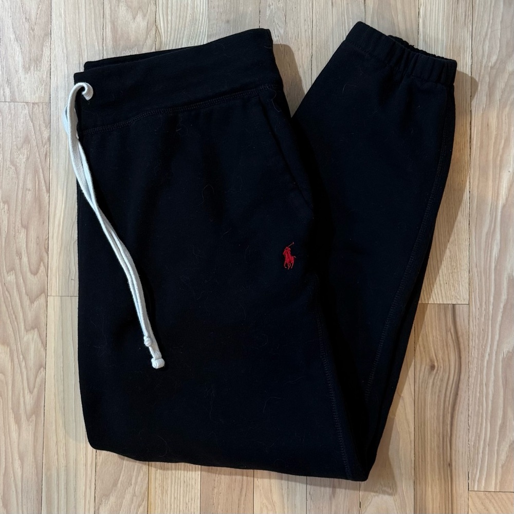 Polo Ralph Lauren Black Sweatpants with Red Logo